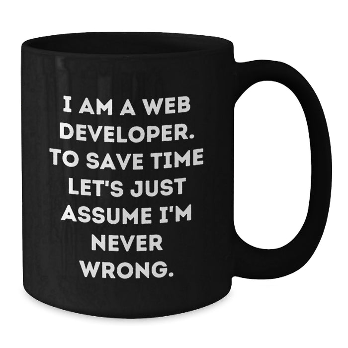 Funny Web Developer Gifts - I'm Never Wrong Black Coffee Mug for Men, Unique Father's Day Unique Gifts from Family to Father, Web Developer Lover Mug - Additional