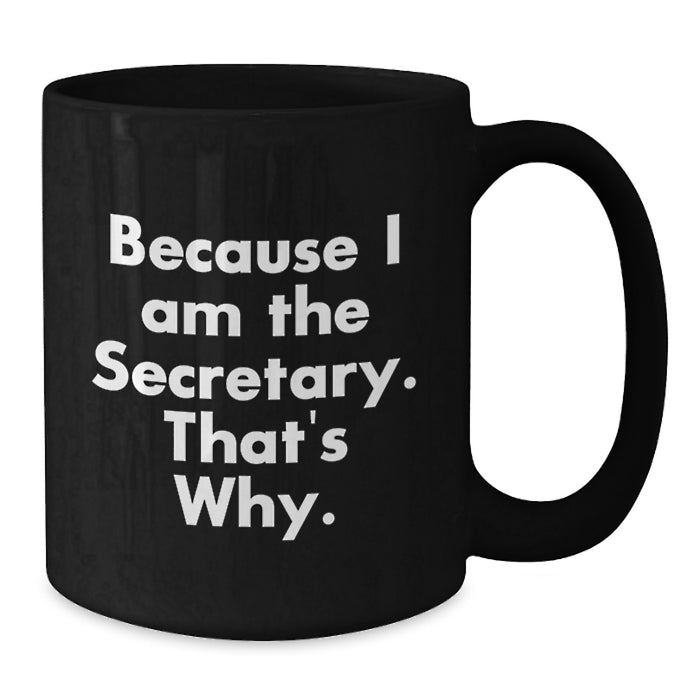 Funny Secretary Gifts from Friends, Inspirational Secretary Quote Black Coffee Mug, Perfect for Graduation Unique Gifts - Additional