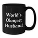 Funny Husband Gifts from Men, Unique Black Coffee Mug for Graduation, World's Okayest Husband Quote - Additional