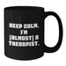Funny Therapist Gifts from Friends for Graduation Unique Black Coffee Mug - 'Keep Calm, I'm almost A Therapist.' - Additional