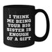 Funny Big Sister Gifts from Men or Women, Unique Black Coffee Mug for Big Sister on Christmas - Additional