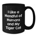 Funny Tiger Cat Quotes Black Coffee Mug Gifts for Friends and Family from Men - I Like A Handful Of Humans And My Tiger Cat - Additional