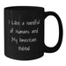 Funny American Bobtail Cat Gifts for Men, Unique Black Coffee Mug from Friends with I Like A Handful Of Humans - Additional