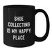 Shoe Collecting Gifts from Family, Funny 'Shoe Collecting Is My Happy Place' Black Coffee Mug for Birthday, Gifts for Shoe Collecting Enthusiasts, Microwave and Dishwasher Safe - Additional