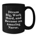 Inspiring Gifts from Friends for Amazing Nurses, Funny Nurse Graduation Black Coffee Mug, Work Hard Dream Big - Additional
