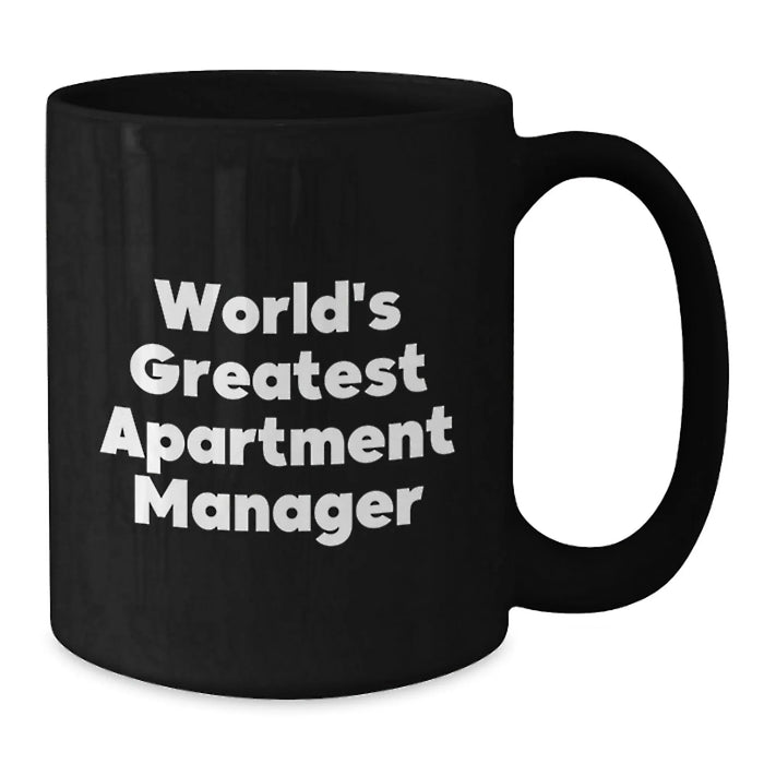 Funny World's Greatest Apartment Manager Gifts for Men, Black Coffee Mug, Unique Christmas Memorable Presents for Friends - Additional