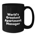Funny World's Greatest Apartment Manager Gifts for Men, Black Coffee Mug, Unique Christmas Memorable Presents for Friends - Additional