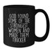 Funny Trucker Gifts from Men to Women for the Strongest Women Made Trucker Black Coffee Mug - Christmas Unique Presents - Additional