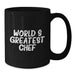 Funny Chef Gifts from Friends for Graduation Unique Chef Black Coffee Mug, 'World's Greatest Chef', Inspirational Motivational Quote - Additional