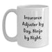 Funny Insurance Adjuster Gifts from Friends - Insurance Adjuster White Coffee Mug for Christmas - Insurance Adjuster By Day. Ninja By Night. - Main