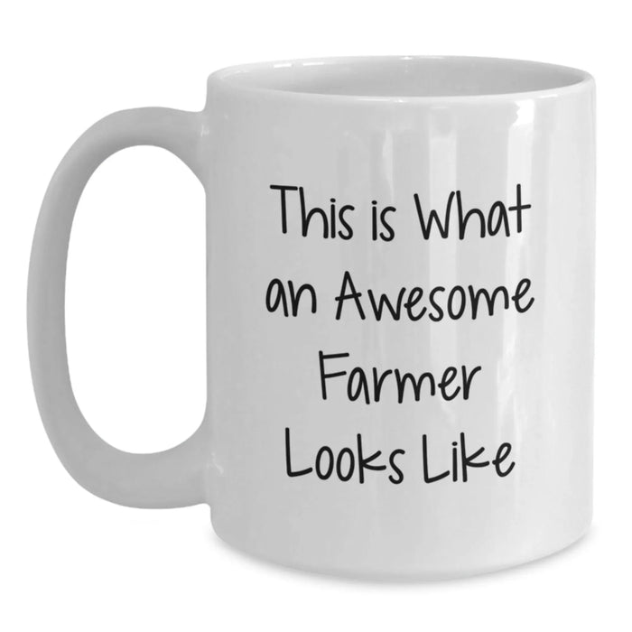 Funny Farmer Gifts from Friends - White Coffee Mug - 'This Is What An Awesome Farmer Looks Like' Birthday Unique Gifts for Farmer - Main