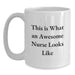 Funny Nurse Gifts from Friends, This Is What An Awesome Nurse Looks Like White Coffee Mug for Christmas Unique Gifts, White Coffee Mug for Nurses - Main