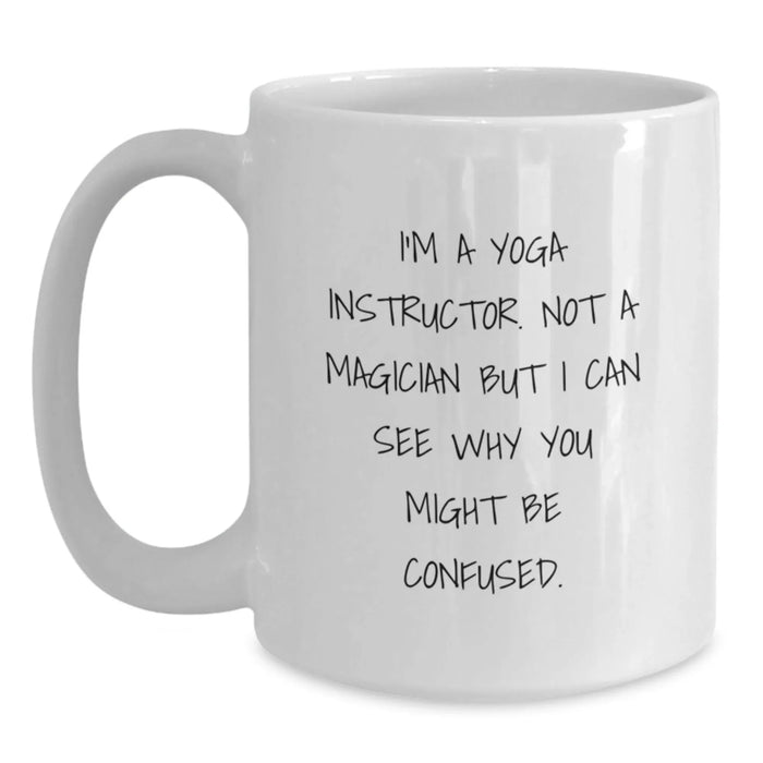 Funny Yoga Instructor Gifts from Friends for Yoga Instructor Men, Christmas Unique White Coffee Mugs, I'm A Yoga Instructor - Main