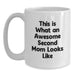 Funny Second Mom Gifts, White Coffee Mug, 'This Is What An Awesome Second Mom Looks Like', Birthday Unique Gifts from Family, Gifts for Second Mom - Main