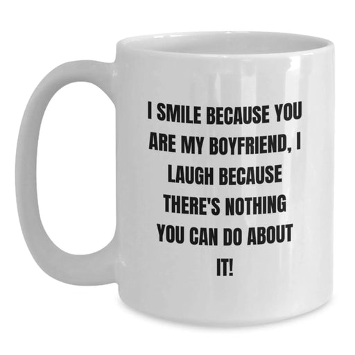 Funny Sweetheart Gifts from Friends, Love and Laughter on Birthday Unique Gifts - I Smile Because You Are My Sweetheart, White Coffee Mug for Him - Main