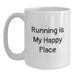 Funny Running Gifts from Friends - 'Running Is My Happy Place' Quote on White Coffee Mug, Perfect Birthday Unique Gift for Running Enthusiasts - Main