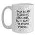 Executive Assistant Humor Gifts for Her, Funny White Coffee Mug from Friends, 'I May Be An Executive Assistant, But I Can't Fix Stupid People.' Quote, Birthday Unique Gifts - Main