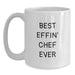 Funny Chef Gifts from Friends Unique White Coffee Mug - Best Effin' Chef Ever Motivational Mug for Men Women Coworkers Family - Main