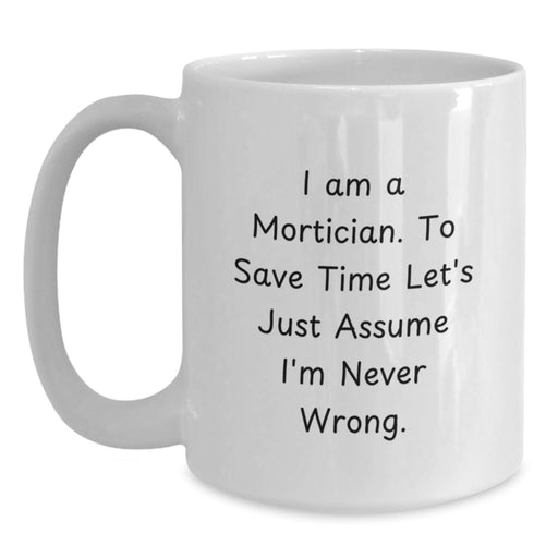 Funny Mortician Gifts from Family for Father's Day Unique White Coffee Mug with I'm Never Wrong Quote - Main