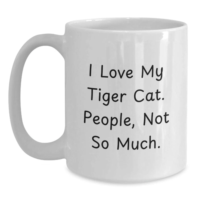 Funny Tiger Cat White Coffee Mug Gifts for Men from Friends - Main