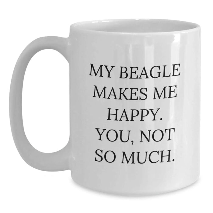 Funny Beagle Dog Gifts for Him from Friends, White Coffee Mug, Birthday Unique - Main