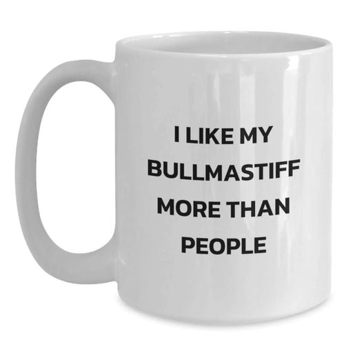 Funny Bullmastiff Dog Gifts from Men for Bullmastiff Dog Lovers - I Like My Bullmastiff More Than People White Coffee Mug - Main