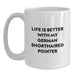 Funny German Shorthaired Pointer Dog Gifts for Men from Friends, Unique Birthday Mug for Dog Lovers, White Coffee Mug with Life Is Better Quote - Main