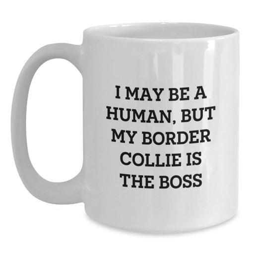 Funny Border Collie Dog Gifts from Men to Women Friends Coworkers Family - I May Be A Human, But My Border Collie Is The Boss Birthday Unique Mug for Border Collie Dog Lover - Main