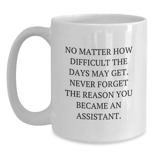 Funny Assistant Gifts from Men - White Coffee Mug for Valentine's - Inspirational Quote: 'Never Forget' - Main