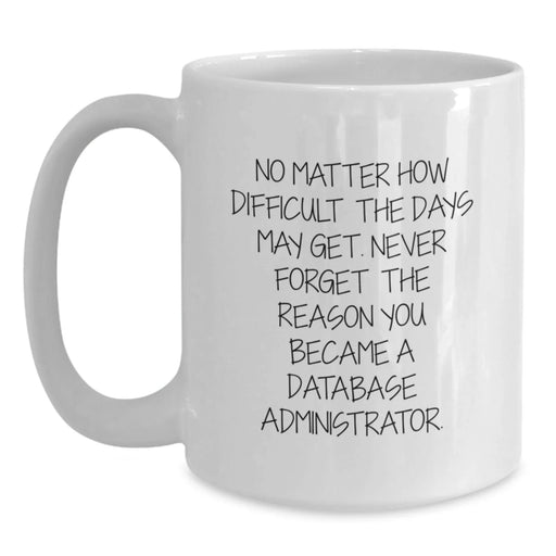 Funny Quote for Database Administrator, White Coffee Mug for Birthday, Gifts from Friends - Main