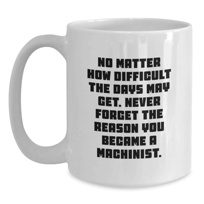 Funny Machinist Gifts from Men to Friends, White Coffee Mug for Machinist, Inspirational Quote - Main