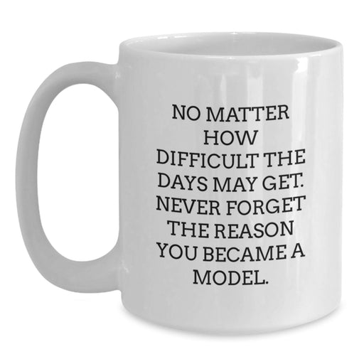 Funny Model Gifts, Valentine's Unique Gifts for Friends, Funny White Coffee Mug, Quote - 'Never Forget The Reason You Became A Model', Gifts from Men, Women, Friends, Coworkers, Family - Main