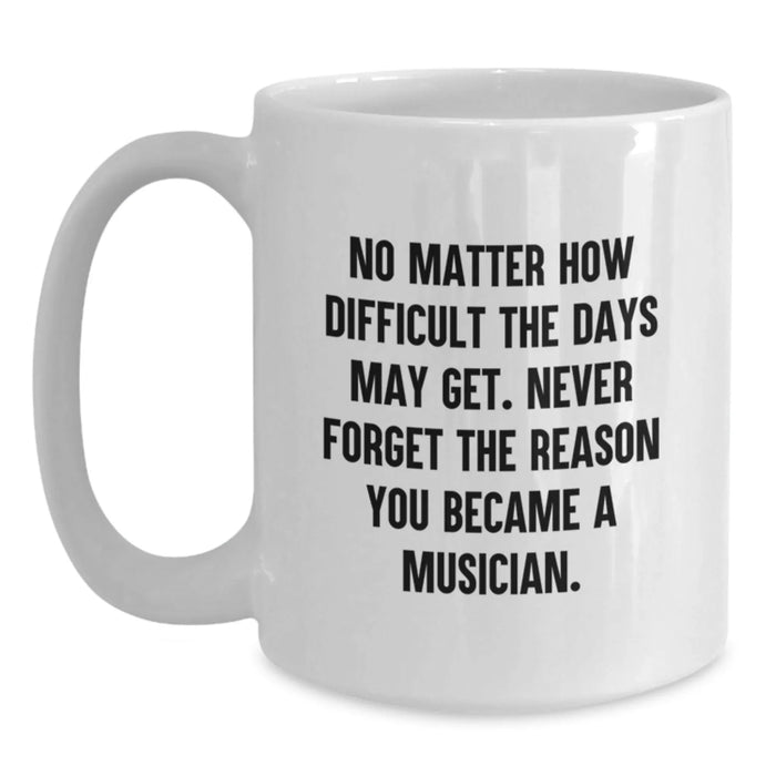 Funny Musician Gifts for Musician Friends, Birthday Unique Gifts from Friends, White Coffee Mug with Never Forget The Reason You Became A Musician Quote - Main