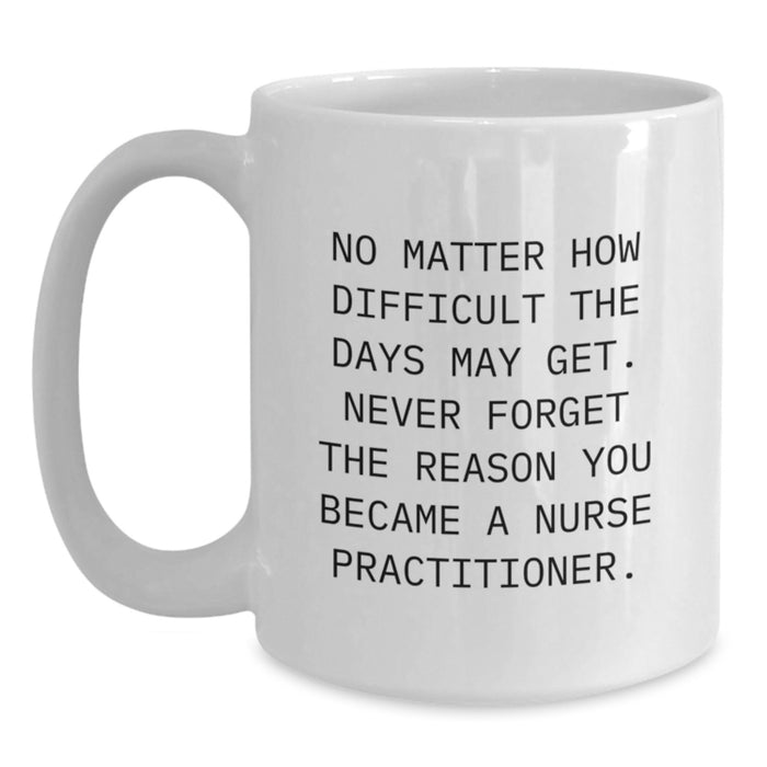 Inspirational Gifts from Men to Nurse Practitioner Mom - Funny Nurse Practitioner Quote on White Coffee Mug for Mother's Day Unique Gifts - Main