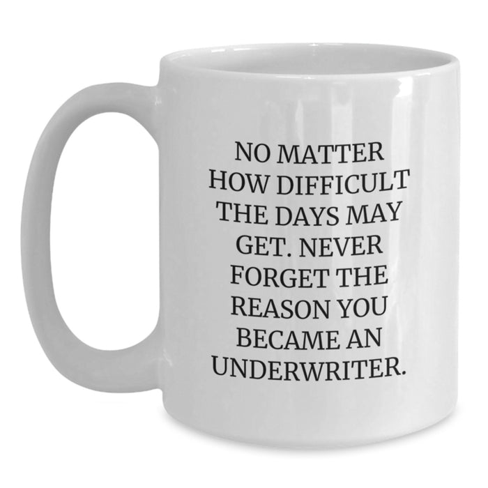 Inspirational Underwriter Gifts, Funny Quote White Coffee Mugs for Birthday, Unique Gifts from Friends to Underwriter, White Ceramic Coffee Mug for Him or Her - Main