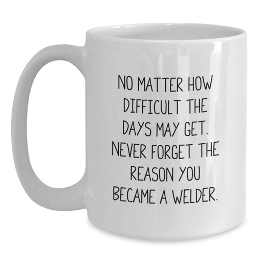 Welder Inspirational Gift, White Coffee Mug, Christmas Unique Present for Him, Funny Quote 'Never Forget The Reason You Became A Welder', Gifts from Men to Friends - Main