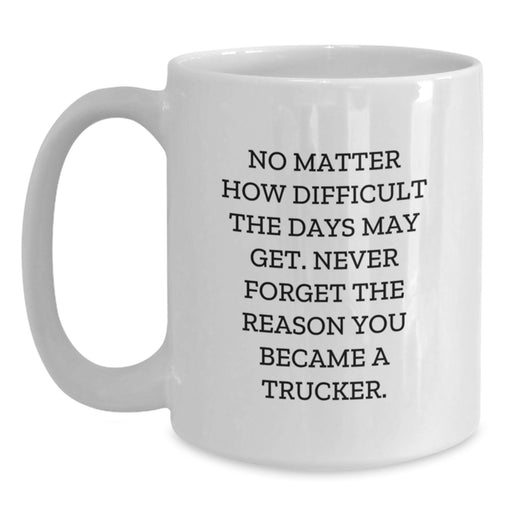 Trucker Inspirational Gifts from Men to Trucker on Valentine's Unique White Coffee Mugs - Never Forget the Reason - Main
