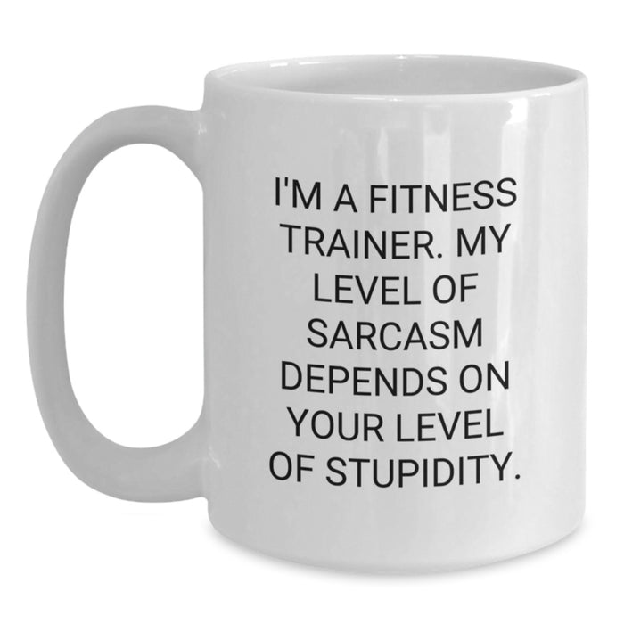 Funny Fitness Trainer Quotes White Coffee Mug Gifts for Fitness Trainers from Men, Women, Friends, Coworkers, Family - Main