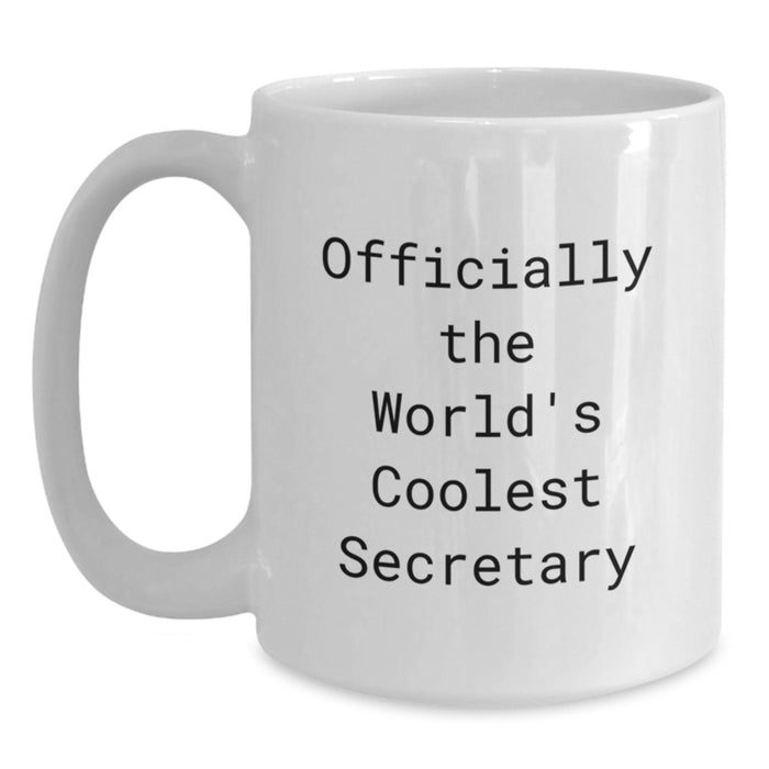 Funny Gifts from Friends for Secretary, Officially The World's Coolest Secretary Graduation Unique Gifts for White Coffee Mug - Main
