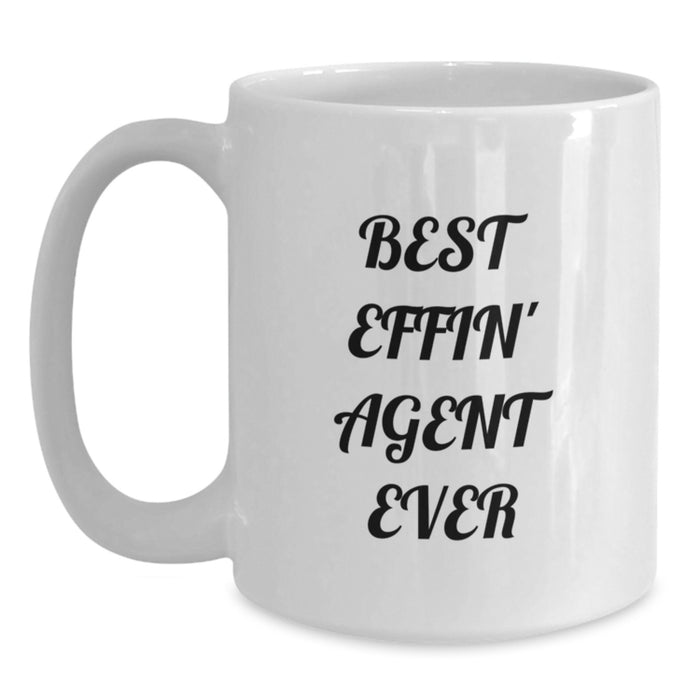 Agent White Coffee Mug - Funny Quote 'Best Effin' Agent Ever' Gifts from Friends for Christmas - Main