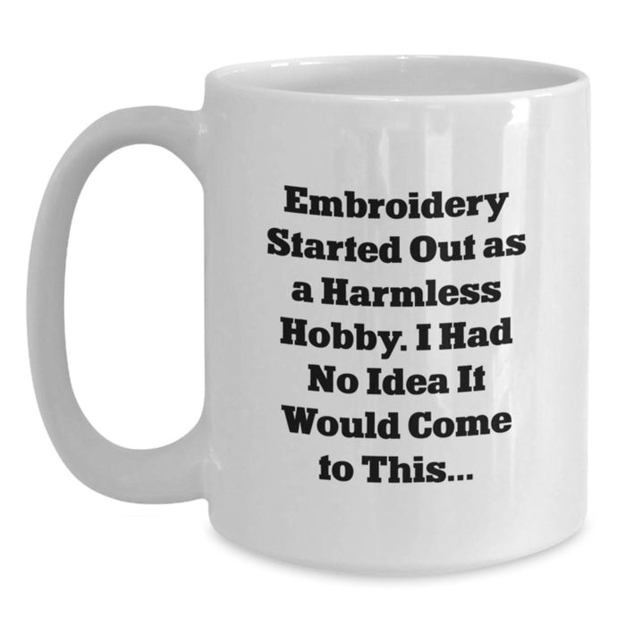 Funny Embroidery Gifts for Men from Embroiderers, White Coffee Mug for Graduation Day - Main
