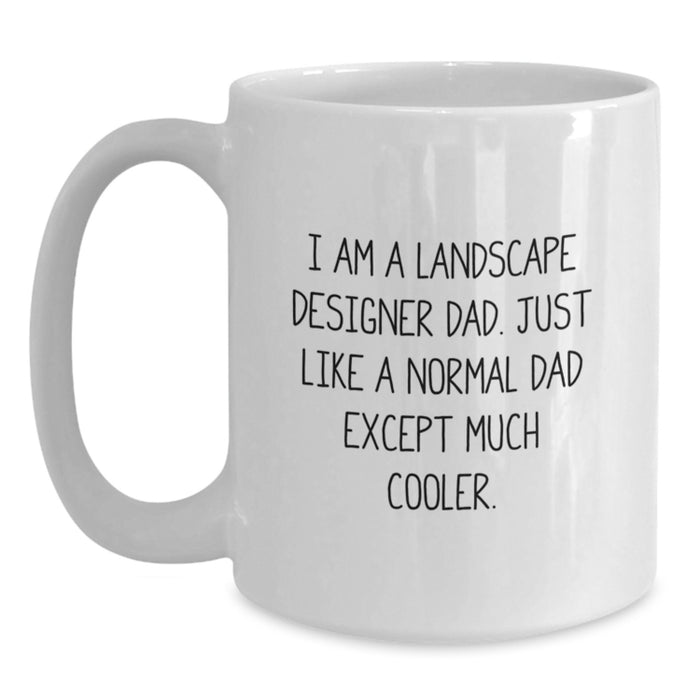 Gifts from Dad to Landscape Designer Graduation Unique Funny White Coffee Mugs, I'm a Landscape Designer Dad Except Much Cooler, Ideal Gift for Landscape Designer Men - Main
