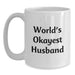 Funny Husband Gifts from Men to Husbands on Graduation - 'World's Okayest Husband' Quote White Coffee Mug - Main