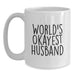 Funny Husband Gifts for Men - World's Okayest Husband White Coffee Mug, Gift from Family - Graduation Unique Gifts for Husband, Funny Husband Coffee Mugs - Main
