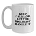Funny Biologist Gifts for Graduation - White Coffee Mug Keeps Calm And Let The Biologist Handle It, Gifts from Friends, Family, Coworkers to Biologist, Men, Women - Main