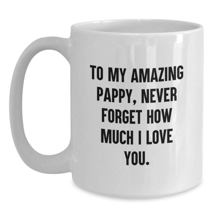 Funny Pappy Gifts - Inspirational Mug for Him, Unique Graduation Unique Gifts from Men to Pappy, White Coffee Mug with Quote 'To My Amazing Pappy, Never Forget...' - Main