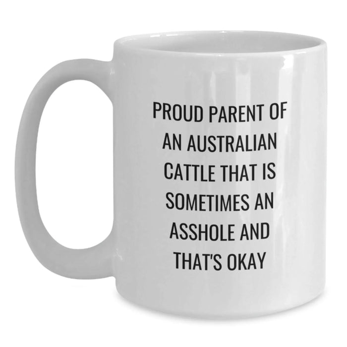 Funny Australian Cattle Dog Gifts from Dad for Men, Unique White Coffee Mug for Australian Cattle Dog Lovers, Proud Parent Australian Cattle Dog White Coffee Mug - Main