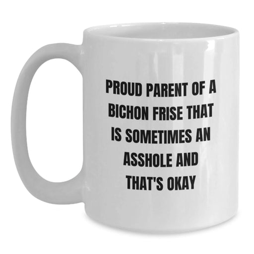 Bichon Frise Dog Lover Gifts from Family for Men and Women - Proud Parent Quote White Coffee Mug - Christmas Unique - Main