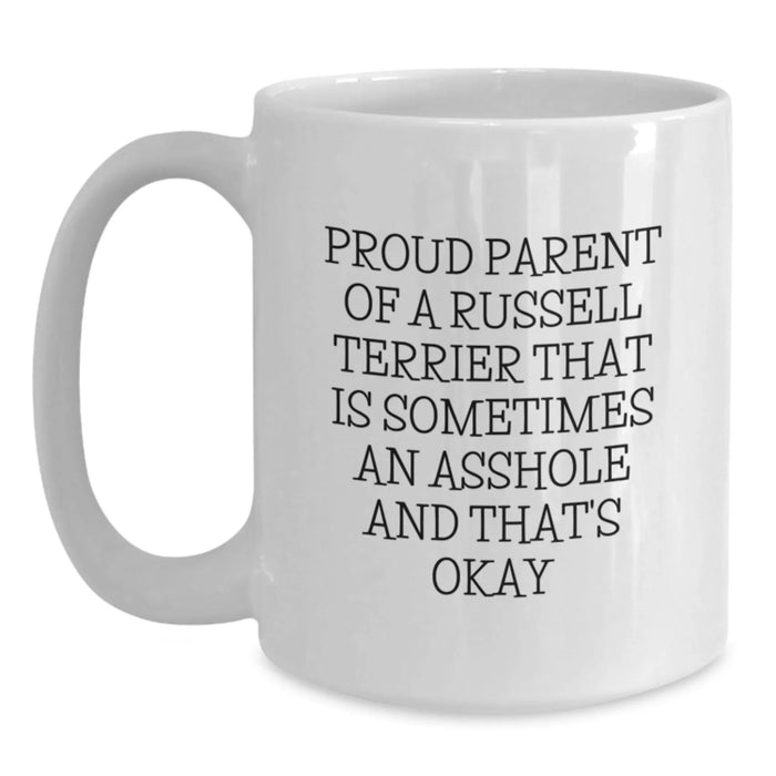 Funny Russell Terrier Dog Gifts for Proud Parents, White Coffee Mug, Christmas Unique Presents from Family, Friends, or Coworkers - Main