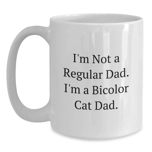 Bicolor Cat Dad Gifts Funny Bicolor Cat White Coffee Mug Christmas Unique Presents for Him from Family - Main
